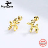 TrustDavis 925 Silver Dog Stud Earrings Fine Jewelry