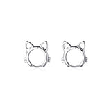 Davis 925 Silver Cat Charm Hoop Earring Women Fine Jewelry