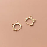 Davis 925 Silver Cat Charm Hoop Earring Women Fine Jewelry
