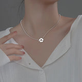 TrustDavis 925 Silver Flower Beads Choker Necklace Wedding Jewelry