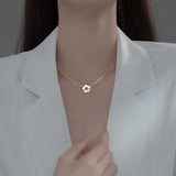 TrustDavis 925 Sterling Silver Flower Chain Choker Necklace