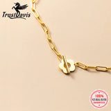 TrustDavis 925 Sterling Silver Flower Chain Choker Necklace