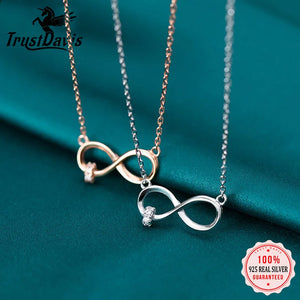 Davis Infinite CZ Pendant Necklace 925 Silver Women Wedding Party Jewelry