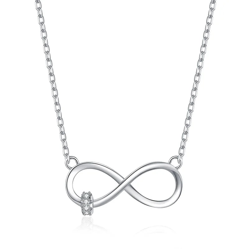 Davis Infinite CZ Pendant Necklace 925 Silver Women Wedding Party Jewelry