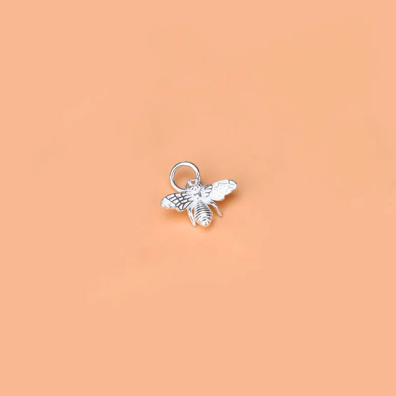 TrustDavis 925 Silver Bee Charm Pendant DIY Jewelry HY076