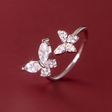 TrustDavis 925 Silver Butterfly Adjustable Ring Wedding Gift DG0182