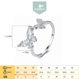TrustDavis 925 Silver Butterfly Adjustable Ring Wedding Gift DG0182