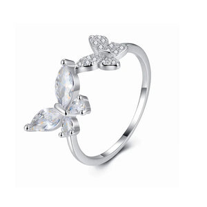 TrustDavis 925 Silver Butterfly Adjustable Ring Wedding Gift DG0182