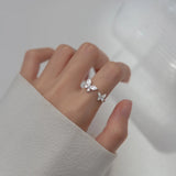 TrustDavis 925 Silver Butterfly Adjustable Ring Wedding Gift DG0182