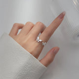 TrustDavis 925 Silver Butterfly Adjustable Ring Wedding Gift DG0182