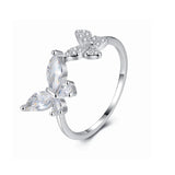 TrustDavis 925 Silver Butterfly Adjustable Ring Wedding Gift DG0182