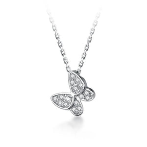 Davis 925 Sterling Silver Butterfly CZ Pendant Necklace Wedding Jewelry