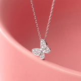 Davis 925 Sterling Silver Butterfly CZ Pendant Necklace Wedding Jewelry