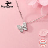 Davis 925 Sterling Silver Butterfly CZ Pendant Necklace Wedding Jewelry