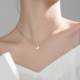 Davis 925 Sterling Silver Butterfly CZ Pendant Necklace Wedding Jewelry