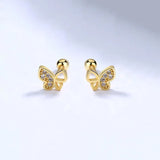 TrustDavis Butterfly CZ Stud Earrings Wedding Jewelry