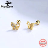 TrustDavis Butterfly CZ Stud Earrings Wedding Jewelry