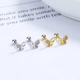 TrustDavis Butterfly CZ Stud Earrings Wedding Jewelry