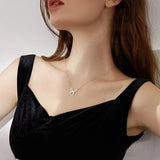 TrustDavis 925 Sterling Silver Butterfly CZ Necklace For Women