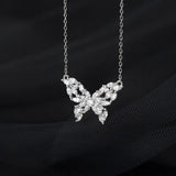 TrustDavis 925 Sterling Silver Butterfly CZ Necklace For Women