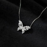 TrustDavis 925 Sterling Silver Butterfly CZ Necklace For Women
