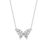TrustDavis 925 Sterling Silver Butterfly CZ Necklace For Women