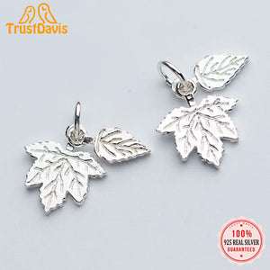 925 Sterling Silver Double Maple Leaf Charm Pendant DIY Jewelry