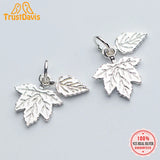 925 Sterling Silver Double Maple Leaf Charm Pendant DIY Jewelry