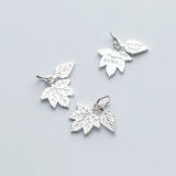 925 Sterling Silver Double Maple Leaf Charm Pendant DIY Jewelry