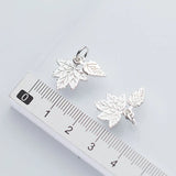 925 Sterling Silver Double Maple Leaf Charm Pendant DIY Jewelry