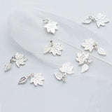 925 Sterling Silver Double Maple Leaf Charm Pendant DIY Jewelry