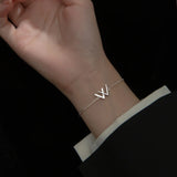 Davis 925 Sterling Silver Letter W CZ Bracelet Wedding Fine S925 Jewelry