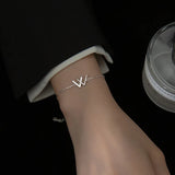 Davis 925 Sterling Silver Letter W CZ Bracelet Wedding Fine S925 Jewelry