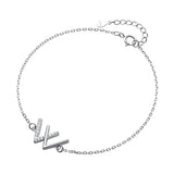 Davis 925 Sterling Silver Letter W CZ Bracelet Wedding Fine S925 Jewelry