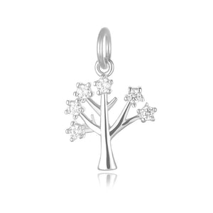 TrustDavis 925 Sterling Silver Sweet Life Tree CZ Charm Pendant DIY Accessories