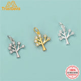 TrustDavis 925 Sterling Silver Sweet Life Tree CZ Charm Pendant DIY Accessories