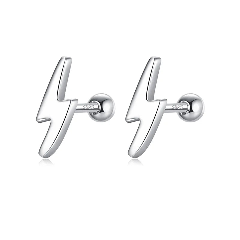 Davis 925 Sterling Silver Lightning Stud Earrings for Women Wedding