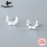 TrustDavis 925 Silver Mini Moon CZ Stud Earrings Wedding Party Fine Jewelry