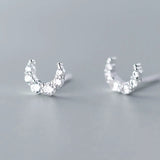 TrustDavis 925 Silver Mini Moon CZ Stud Earrings Wedding Party Fine Jewelry