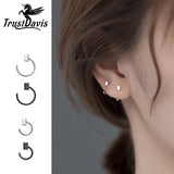 TrustDavis 925 Sterling Silver Square Charm Stud Earrings