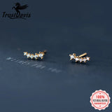 TrustDavis Minimalist CZ Stud Earrings 925 Silver Wedding Jewelry