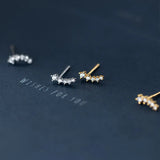 TrustDavis Minimalist CZ Stud Earrings 925 Silver Wedding Jewelry