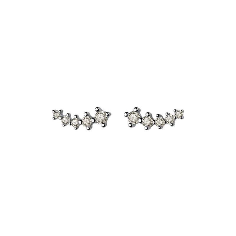 TrustDavis Minimalist CZ Stud Earrings 925 Silver Wedding Jewelry