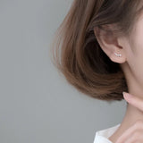 TrustDavis Minimalist CZ Stud Earrings 925 Silver Wedding Jewelry