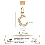 TrustDavis 925 Sterling Silver Moon CZ Charm Pendant DIY Jewelry