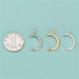 TrustDavis 925 Silver Moon CZ Charm Pendant Fine Jewelry
