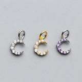 TrustDavis 925 Sterling Silver Moon CZ Charm Pendant DIY Jewelry