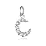 TrustDavis 925 Sterling Silver Moon CZ Charm Pendant DIY Jewelry