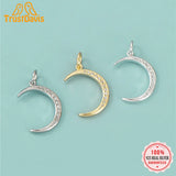 TrustDavis 925 Silver Moon CZ Charm Pendant Fine Jewelry