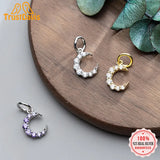 TrustDavis 925 Sterling Silver Moon CZ Charm Pendant DIY Jewelry